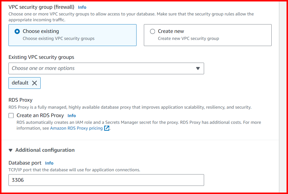 Picture showing the checkbox to enable RDS Proxy